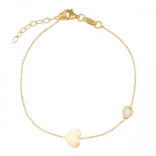 PULSERA CORAZON LISO + CZ CORAZON EN LINEA - PU5406CH