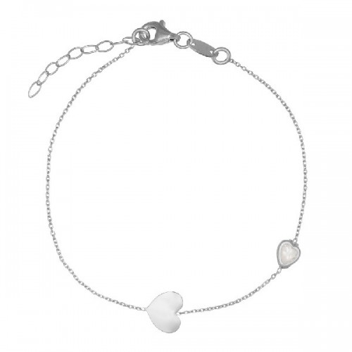 PULSERA CORAZON LISO + CZ CORAZON EN LINEA - PU5406R