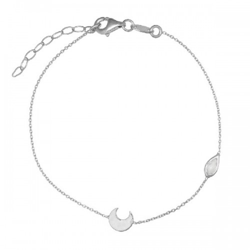 PULSERA LUNA LISA + CZ LAGRIMA EN LINEA - PU5408R