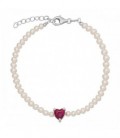 PULSERA PERLAS CON CZ CORAZON CENTRO - PU5434R/13