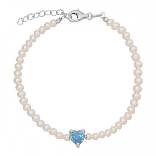 PULSERA PERLAS CON CZ CORAZON CENTRO - PU5434R/18