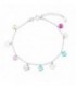 PULSERA CON 4 TREBOLES+5 CIRCONITAS MULTICOLOR COLGANDO RODIO - PU4878R