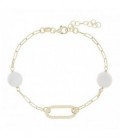 PULSERA 2 PERLA PLANA + OVAL CENTRO - PU5498CH