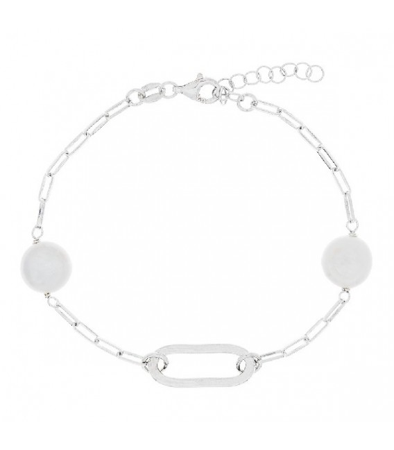 PULSERA 2 PERLA PLANA + OVAL CENTRO - PU5498R