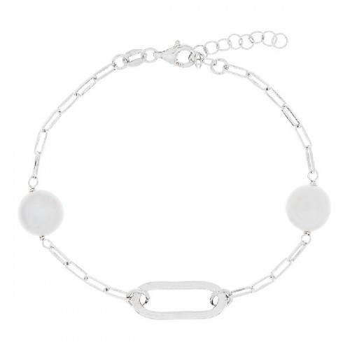 PULSERA 2 PERLA PLANA + OVAL CENTRO - PU5498R