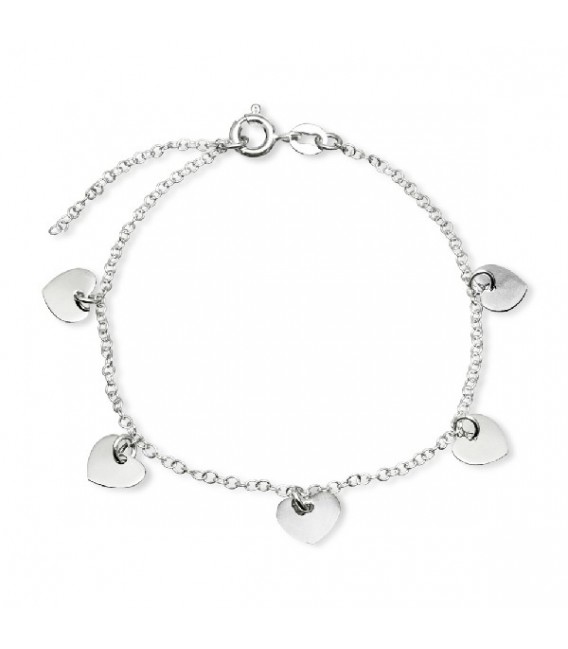 PULSERA 5 CORAZONES COLGANDO RODIO - PU4433R