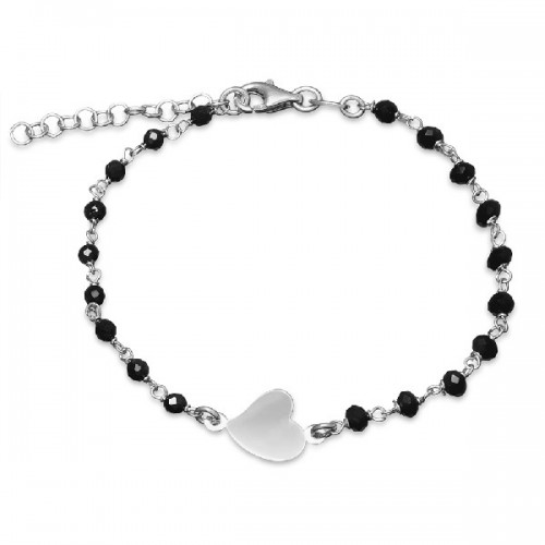 PULSERA CORAZON CENTRO PIEDRAS NEGRAS - PU4470