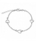 PULSERA 3 CORAZONES CALADOS EN LINEA,RODIO - PU4499R