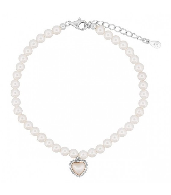 PULSERA PERLAS + CORAZON NACAR - PU5750R/36