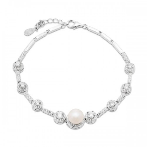 PULSERA BARRAS CIRCONITA PERLA CENTRO - PU4585