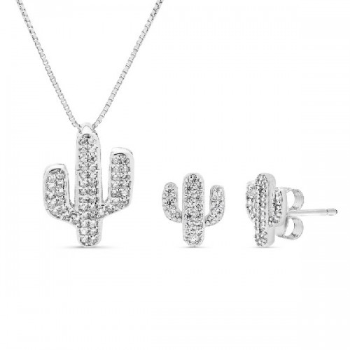 JUEGO CACTUS CIRCONITAS, COLGANTE CON CADENA. - JU3036