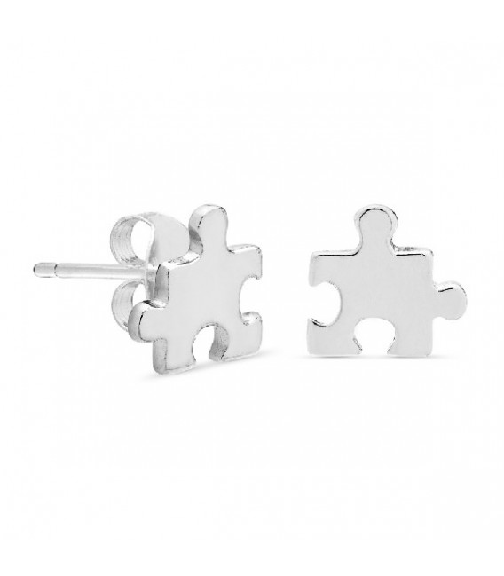 PENDIENTE PUZZLE PLATA LISA EN TACO DE 3 UD - PE5413