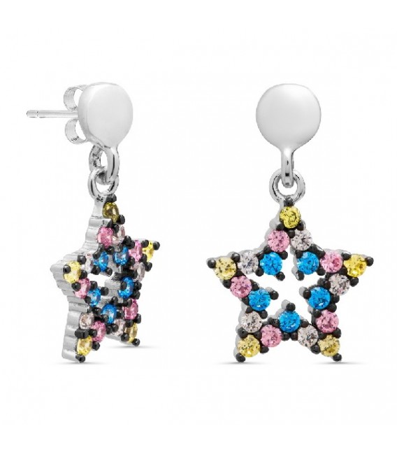 PENDIETE ESTRELLA MULTICOLOR CIRCONITA CIRCULO PRESION - PE5597/24