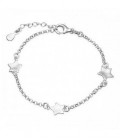 PULSERA 3 ESTRELLAS EN LINEA CON CADENA ROLO RODIO - PU4292R