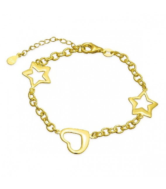 PULSERAS 2 ESTRELLAS + 1 CORAZON EN LINEA DORADO - PU4450CH