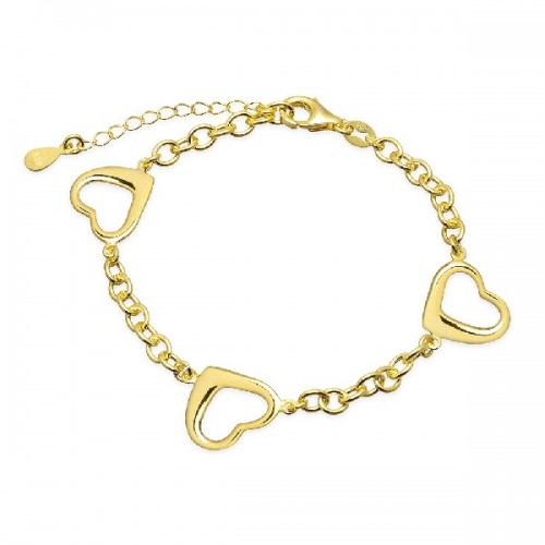 PULSERA 3 CORAZONES SILUETA EN LINEA DORADO - PU4452CH