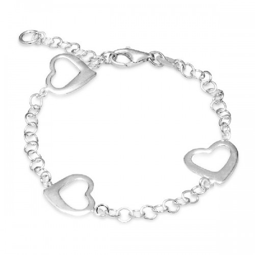 PULSERA CON 3 CORAZONES SILUETA EN LINEA RODIO - PU4452R