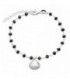 PULSERA PIEDRAS NEGRAS EN LINEA+CONCHA COLGANDO - PU4859R