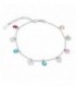 PULSERA CON 4 CORAZONES+5 CIRCONITAS MULTICOLOR COLGANDO RODIO - PU4879R