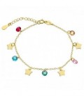 PULSERA 4 ESTRELLAS+5 CIRCONITAS MULTICOLOR COLGANDO DORADO - PU4880CH