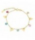 PULSERA 4 TRIANGULOS+5 CIRCONITAS MULTICOLOR COLGANDO DORADO - PU4881CH