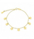 PULSERA CON 4 ESTRELLAS+ 3 DISCOS COLGANDO DORADO - PU4883CH