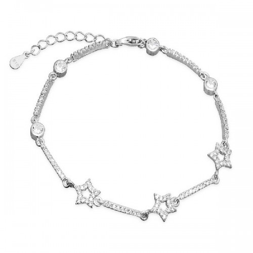 PULSERA CON 3 ESTRELLAS + BARRAS CZ + CHATON - PU4890