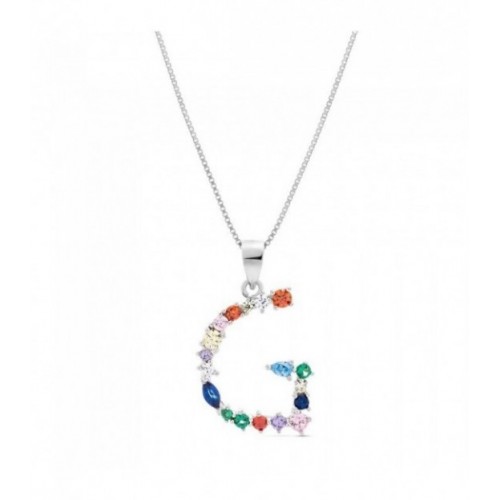 COLGANTE INICIAL CIRCONITA MULTICOLOR CON CADENA - CO2822G