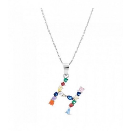 COLGANTE INICIAL CIRCONITA MULTICOLOR CON CADENA - CO2822H