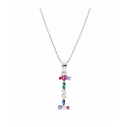 COLGANTE INICIAL CIRCONITA MULTICOLOR CON CADENA - CO2822I