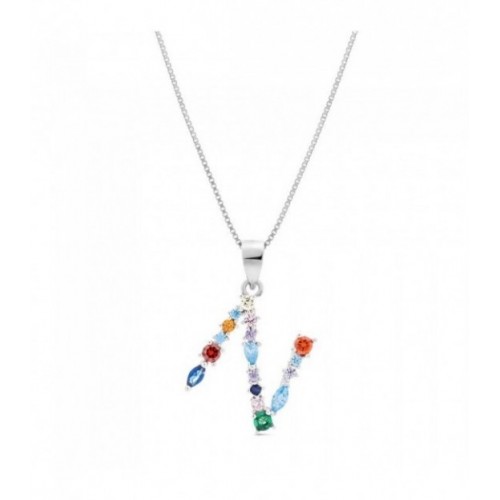 COLGANTE INICIAL CIRCONIA MULTICOLOR CON CADENA - CO2822N