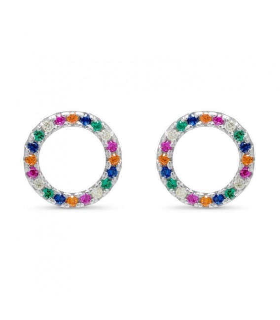 PENDIENTE CIRCULO CZ MULTICOLOR - PE5479/24