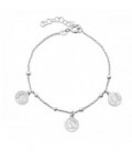 PULSERA CADENA BOLAS 3 MONEDAS COLGANDO - PU5055R