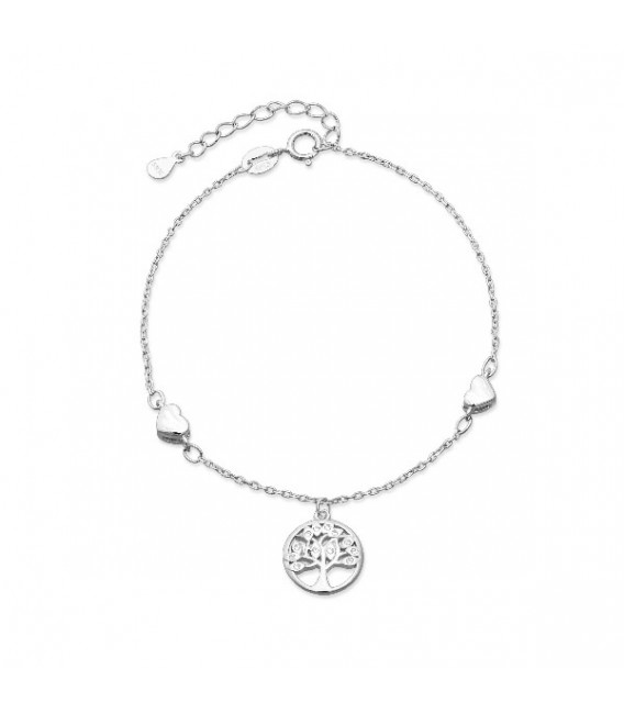 PULSERA CORAZONES LISOS + ARBOL CZ - PU5075R