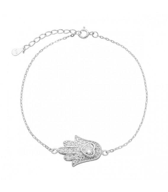 PULSERA MANO DE FATIMA CENTRO CORAZON CZ - PU5181R