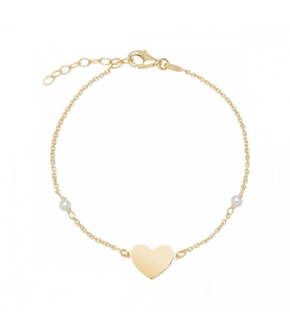 PULSERA CADENA CORAZON + 2 PERLAS - PU5211CH