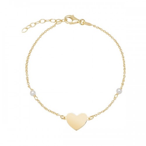 PULSERA CADENA CORAZON + 2 PERLAS - PU5211CH