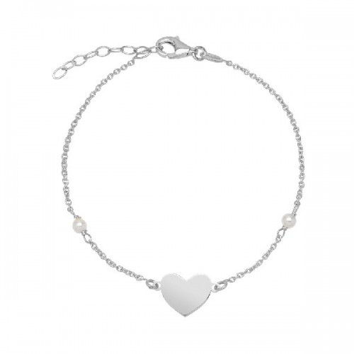 PULSERA CADENA CORAZON + 2 PERLAS - PU5211R