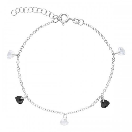 PULSERA 5 CORAZONES CZ COLGANDO - PU5303R