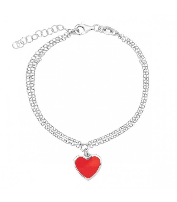 PULSERA DOBLE CON CORAZON ESMALTE - PU5346R/13