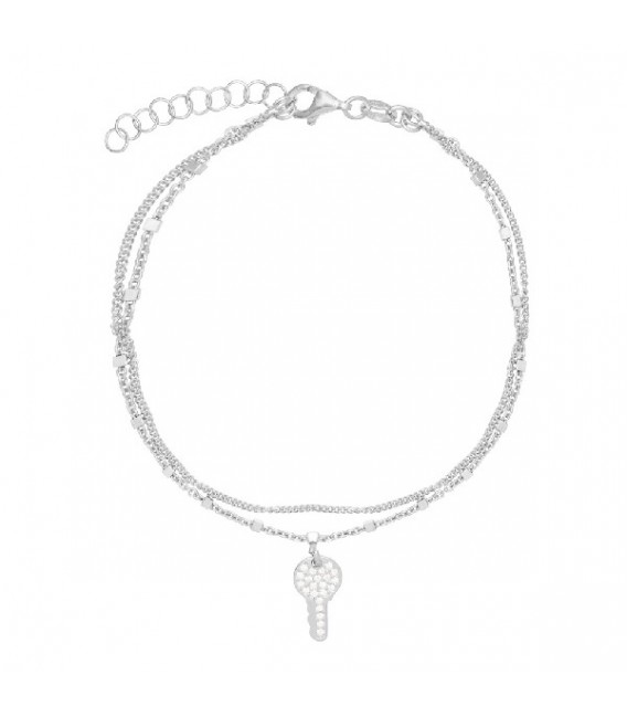 PULSERA DOBLE LLAVE CZ COLGANDO - PU5348R