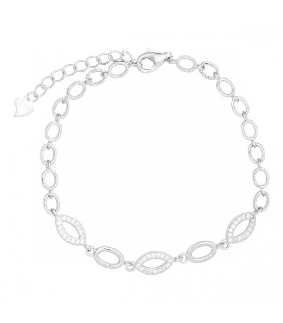 PULSERA OVALES CZ CENTRO + OVAL LISO - PU5355R